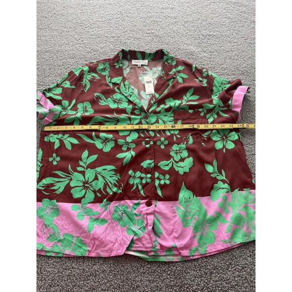 Anthropologie Green and Pink Floral Button Down Shirt NWOT - Picture 7 of 10